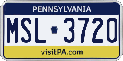 PA license plate MSL3720