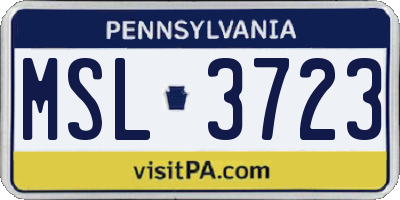 PA license plate MSL3723