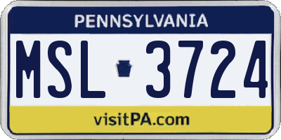 PA license plate MSL3724