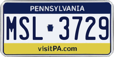 PA license plate MSL3729