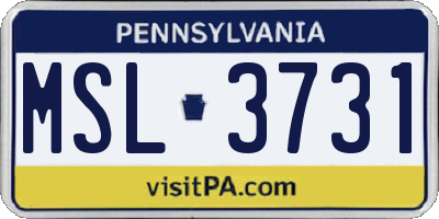 PA license plate MSL3731
