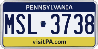PA license plate MSL3738