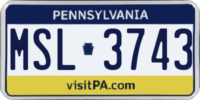 PA license plate MSL3743