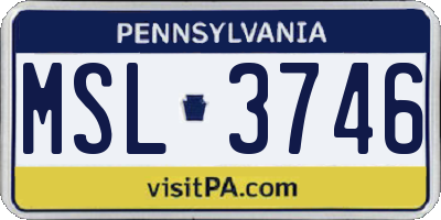 PA license plate MSL3746