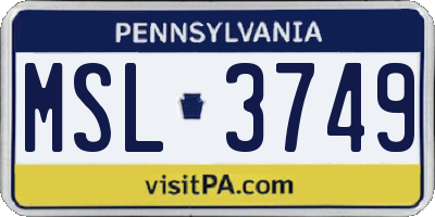 PA license plate MSL3749