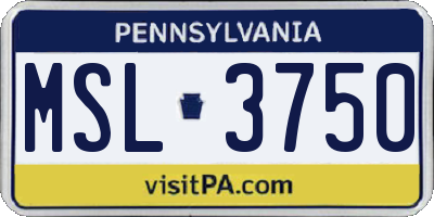 PA license plate MSL3750