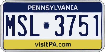 PA license plate MSL3751
