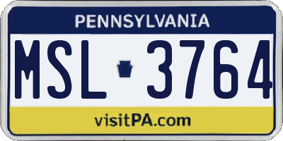 PA license plate MSL3764