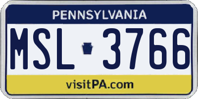 PA license plate MSL3766