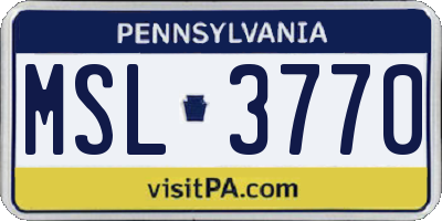 PA license plate MSL3770