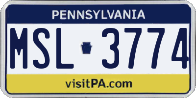 PA license plate MSL3774