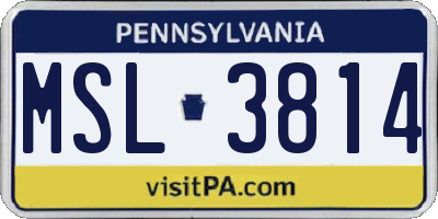 PA license plate MSL3814