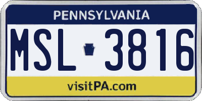 PA license plate MSL3816