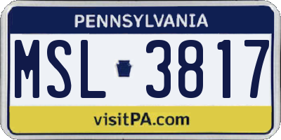 PA license plate MSL3817