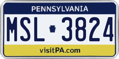 PA license plate MSL3824