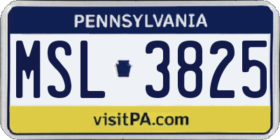 PA license plate MSL3825