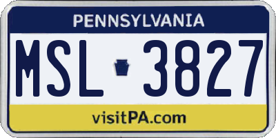 PA license plate MSL3827