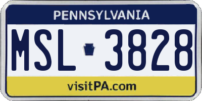 PA license plate MSL3828