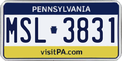 PA license plate MSL3831