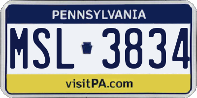 PA license plate MSL3834