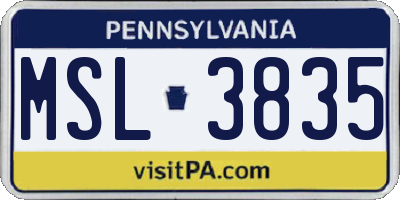 PA license plate MSL3835