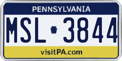 PA license plate MSL3844