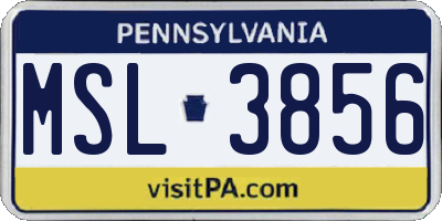 PA license plate MSL3856
