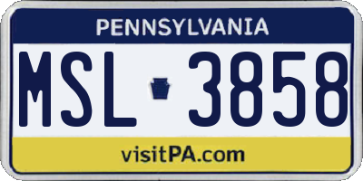 PA license plate MSL3858