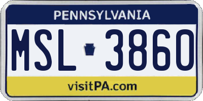 PA license plate MSL3860