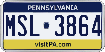 PA license plate MSL3864