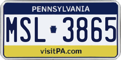 PA license plate MSL3865