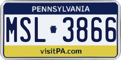 PA license plate MSL3866