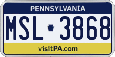 PA license plate MSL3868