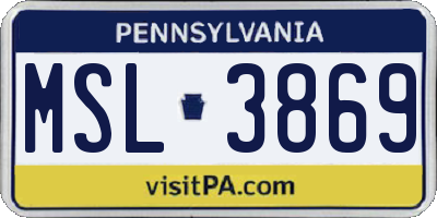 PA license plate MSL3869