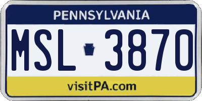 PA license plate MSL3870