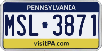 PA license plate MSL3871