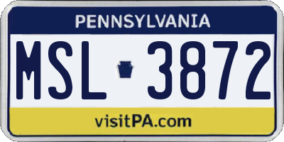 PA license plate MSL3872