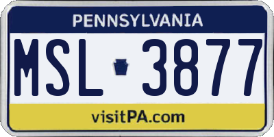 PA license plate MSL3877