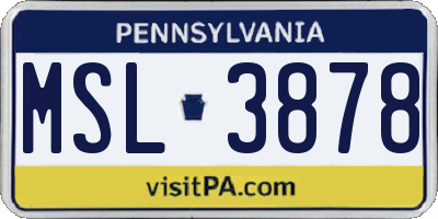 PA license plate MSL3878