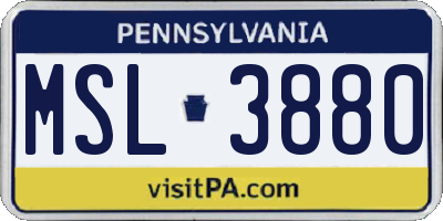 PA license plate MSL3880