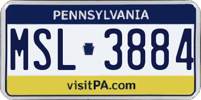 PA license plate MSL3884