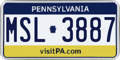 PA license plate MSL3887