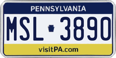 PA license plate MSL3890