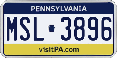 PA license plate MSL3896