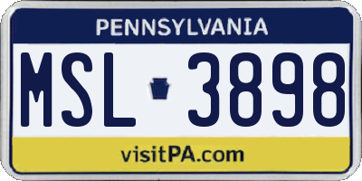 PA license plate MSL3898