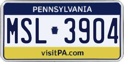 PA license plate MSL3904