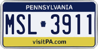 PA license plate MSL3911