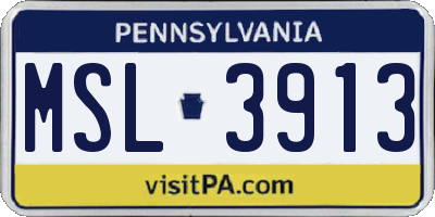 PA license plate MSL3913