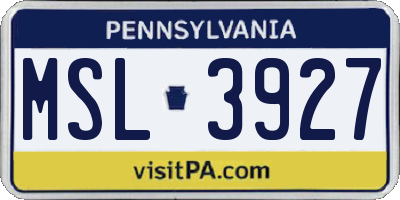 PA license plate MSL3927