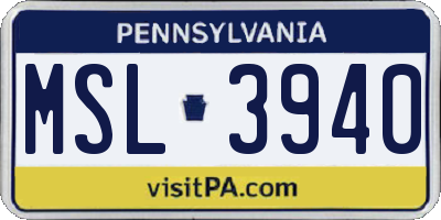 PA license plate MSL3940